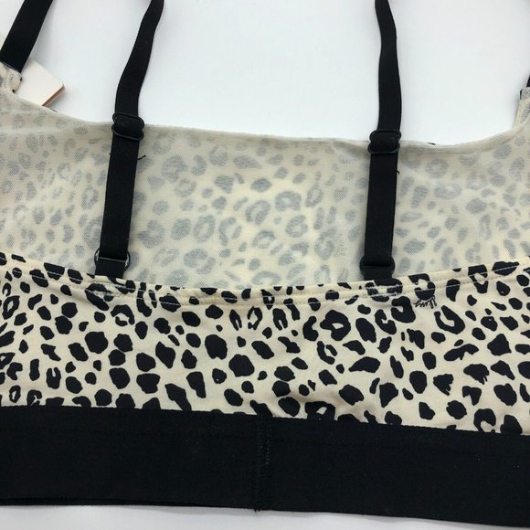 DKNY Womens Leopard Print Scoop Neck Everyday Bralette Bra Black Small - Picture 4 of 6